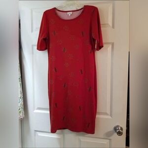 LuLaRoe Red Sheath Midi Dress Casual Short Sleeve